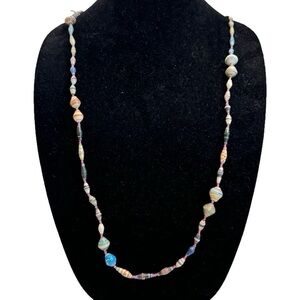 Bead for Life Recycled Paper Beaded Necklace Pastel Tones Made in Uganda
